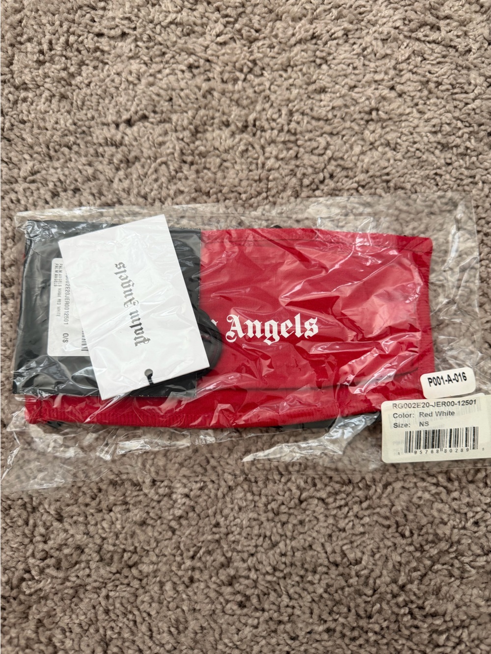Palm Angels Logo Print Face Mask in Red